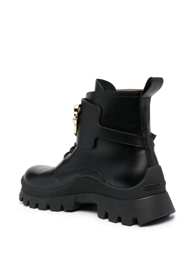 Shop Dsquared2 Leather Ankle Boots In Black