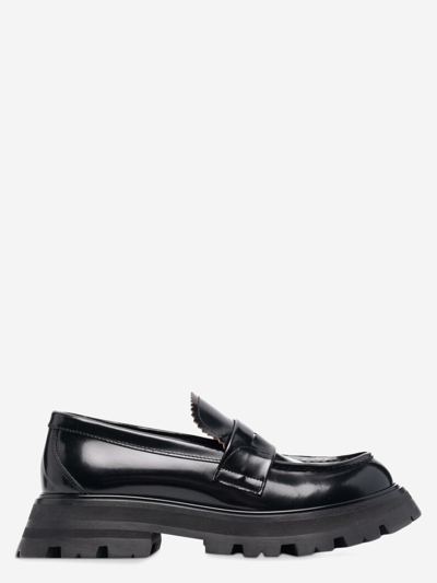 Shop Alexander Mcqueen Leather Loafers In Black