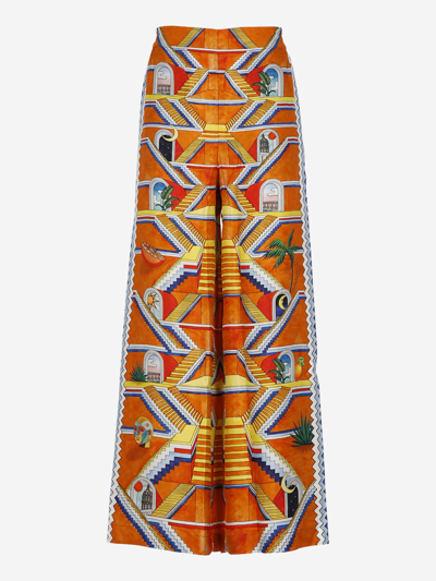 Shop Casablanca Silk Trousers In Multicolor
