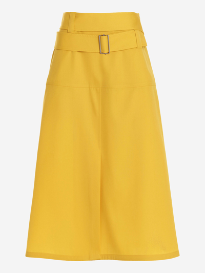 Shop Jil Sander Wool Skirt In Yellow