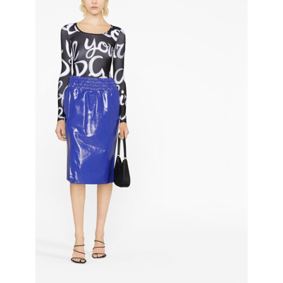 Shop Tom Ford Leather Skirt In Navy