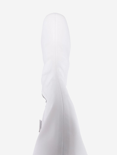 Prada Triangle Logo Platform Sole Boots In White