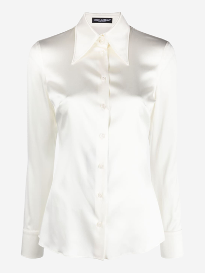 Shop Dolce & Gabbana Silk Shirt In White