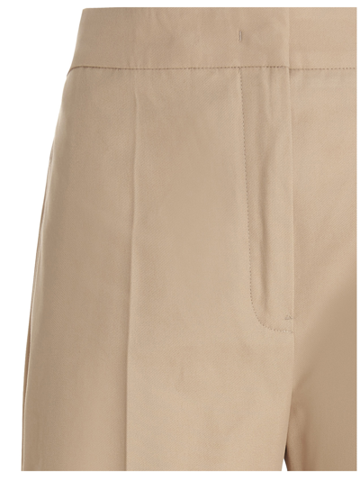 Shop Jil Sander Cotton Trousers In Beige