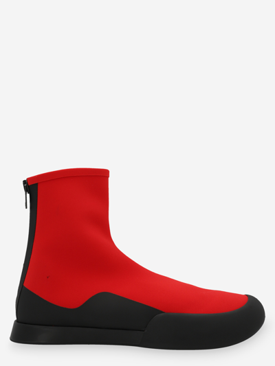 The Row Zippered Short Boots In Red