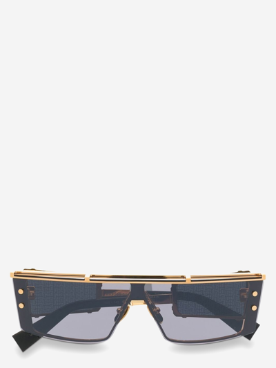 Shop Balmain Synthetic Fibers Sunglasses In Gold