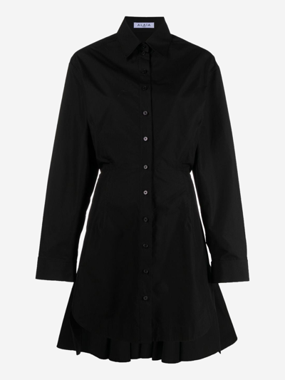 Shop Alaïa Cotton Dress In Black