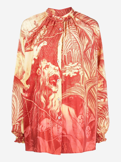 Shop F.r.s For Restless Sleepers Silk Shirt In Red