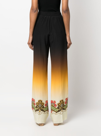 Shop Etro Silk Trousers In Black