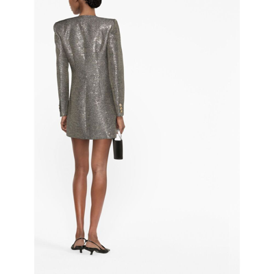 Shop Alessandra Rich Wool Dress In Gold