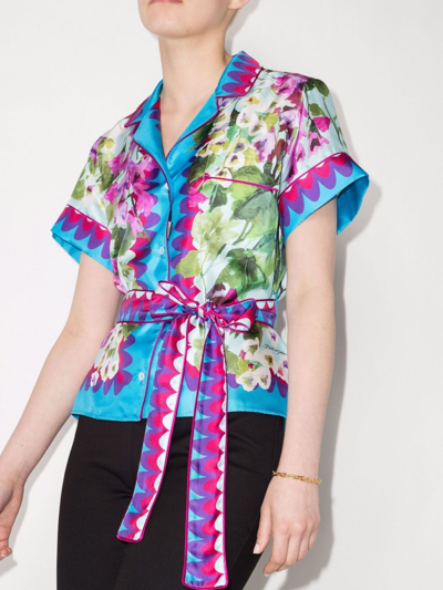 Shop Dolce & Gabbana Silk Shirt In Blue