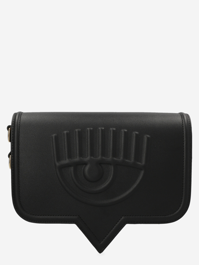 Shop Chiara Ferragni Synthetic Fibers Shoulder Bag In Black