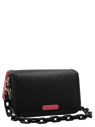 Shop Chiara Ferragni Synthetic Fibers Shoulder Bag In Black