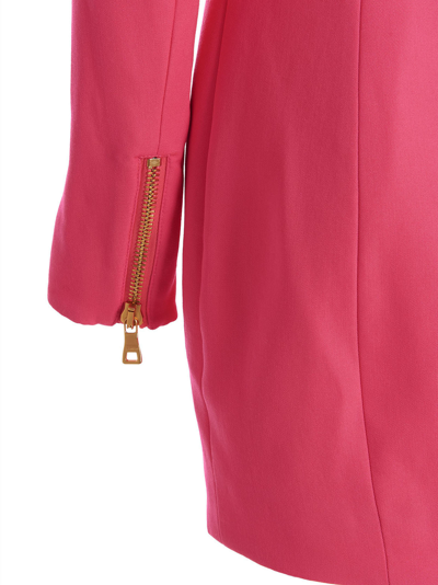 Balmain Embellished Pleated Wool Mini Dress In Purple