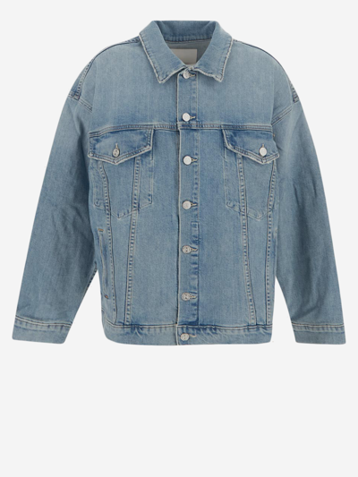 Shop Mother Cotton Jacket In Blue