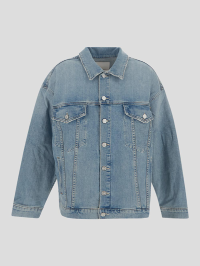 Shop Mother Cotton Jacket In Blue