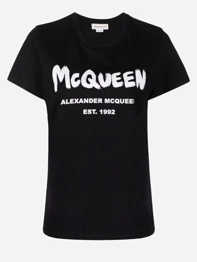 Shop Alexander Mcqueen Cotton T-shirt In Black