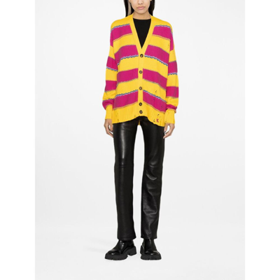 Dsquared2 Distressed Oversized Knit Cardigan In Multicolor