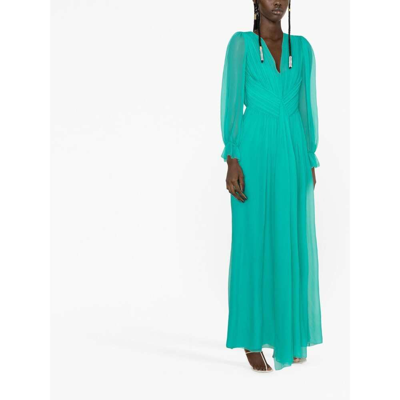 Shop Alberta Ferretti Silk Dress In Green