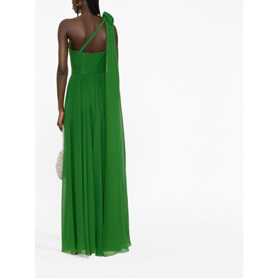Shop Elie Saab Silk Dress In Green