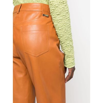 Shop Drome Leather Trousers In Brown