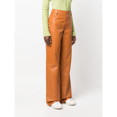 Shop Drome Leather Trousers In Brown