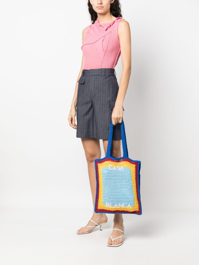 Shop Casablanca Cotton Handbag In Blue