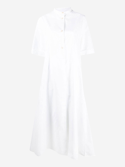 Jil Sander Button-up White Midi Dress With Relaxed Fit In White