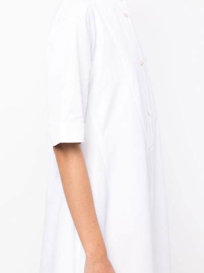 Jil Sander Button-up White Midi Dress With Relaxed Fit In White