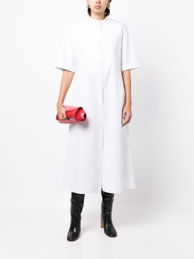 Jil Sander Button-up White Midi Dress With Relaxed Fit In White