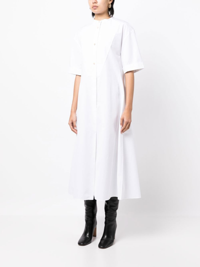 Jil Sander Button-up White Midi Dress With Relaxed Fit In White