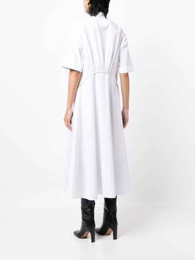 Jil Sander Button-up White Midi Dress With Relaxed Fit In White