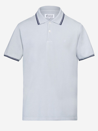 Shop Maison Margiela Cotton Polo Shirt In Blue