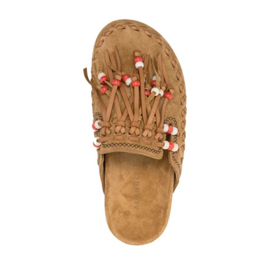 Shop Alanui Leather Slippers In Brown
