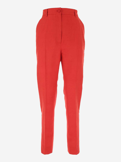 Shop Dolce & Gabbana Silk Trousers In Red