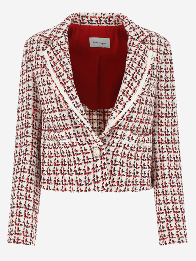 Ferragamo Patterned Boxy Jacket In Multicolor