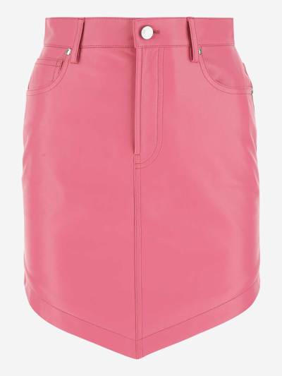 Shop Alexandre Vauthier Leather Skirt In Pink