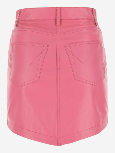 Shop Alexandre Vauthier Leather Skirt In Pink