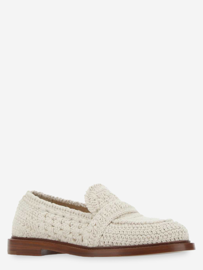 Shop Chloé Cotton Loafers In White