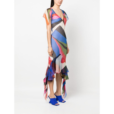 Shop Emilio Pucci Silk Dress In Multicolor
