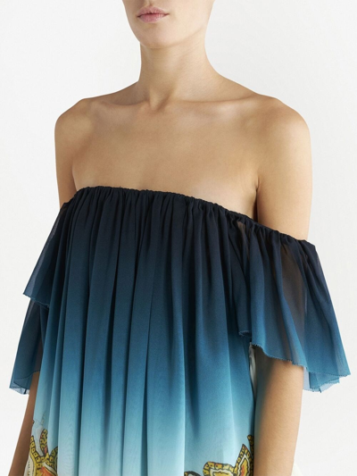 Shop Etro Silk Dress In Blue