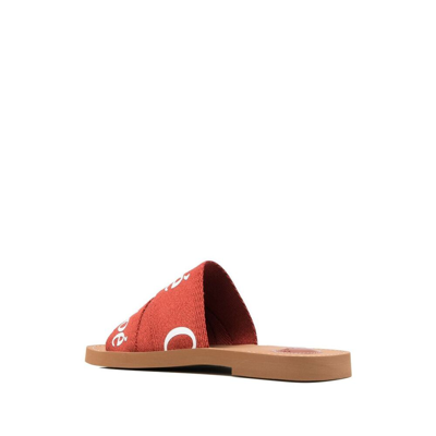 Shop Chloé Eco-friendly Fabric Sandals In Red