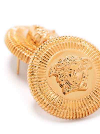 Shop Versace Metal Earrings In Gold
