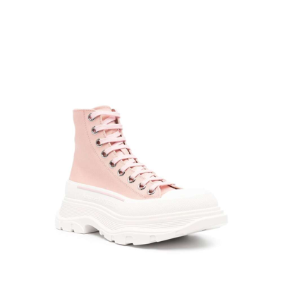 Shop Alexander Mcqueen Fabric Boots In Pink