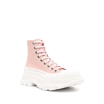 Shop Alexander Mcqueen Fabric Boots In Pink