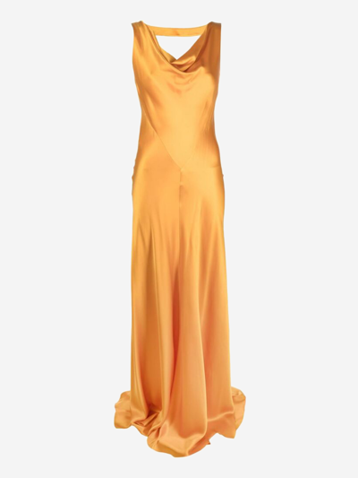 Shop Alberta Ferretti Silk Dress In Orange