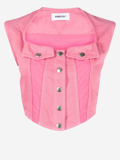 Shop Ambush Cotton T-shirt In Pink