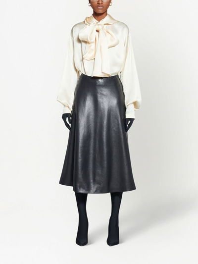 Shop Balenciaga Leather Skirt In Black