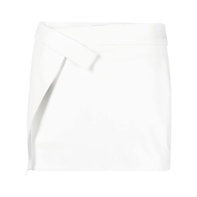 Shop Attico Leather Skirt In White