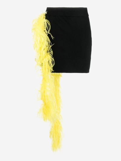 Attico Stretchy Mini-skirt With Feathers Application In Multicolor